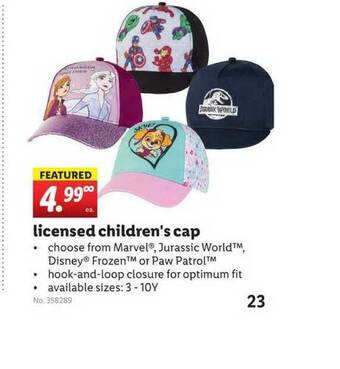 Lidl Licensed Children's Cap offer