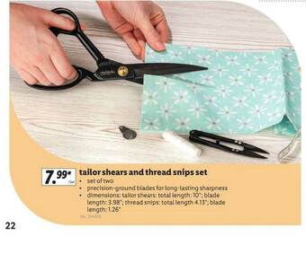 Lidl Tailor Shears And Thread Snips Set offer