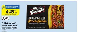 Lidl Philly Gourmet Frozen 100% Pure Beef Sliced Steaks offer
