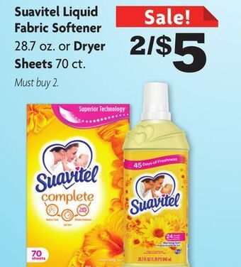 Family Dollar Suavitel liquid fabric softener 28.7 oz. or dryer sheets 70 ct. offer