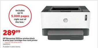 Staples Hp Neverstop 1001nw Wireless Black & White Laser Cartridge-free-tank Printer offer