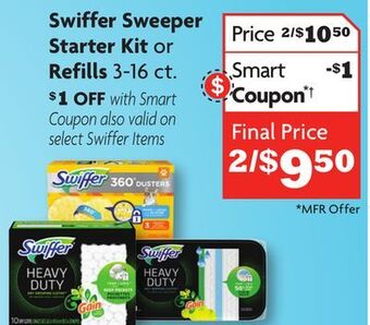 Family Dollar Swiffer sweeper starter kit or refills offer