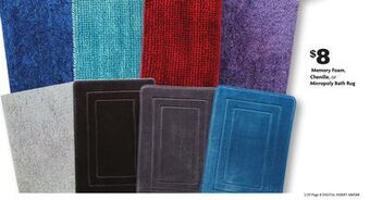 Family Dollar Memory foam, chenille, or micropoly bath rug offer