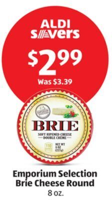 Aldi Emporium selection brie cheese round offer