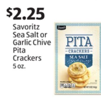 Aldi Savoritz sea salt or garlic chive pita crackers offer