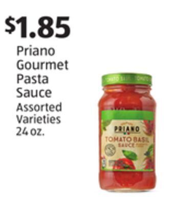 Aldi Priano gourmet pasta sauce offer