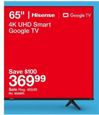 Target Hisense 65" 4k uhd smart google tv offer
