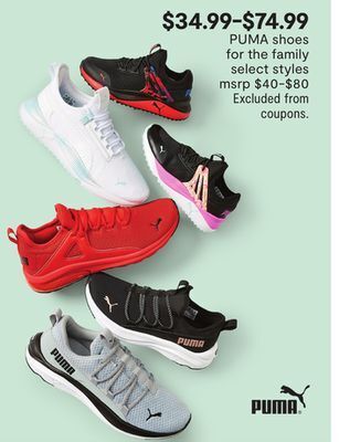 JC Penney Puma shoes for the family offer