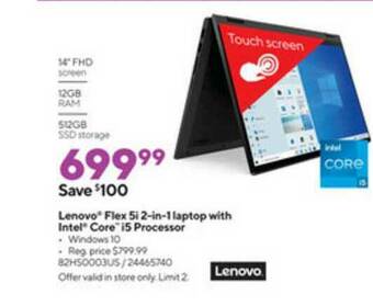 Staples Lenovo Flex 5i 2-in-1 Laptop With Intel Core I5 Processor offer