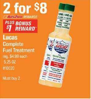 AutoZone Lucas Complete Fuel Treatment offer