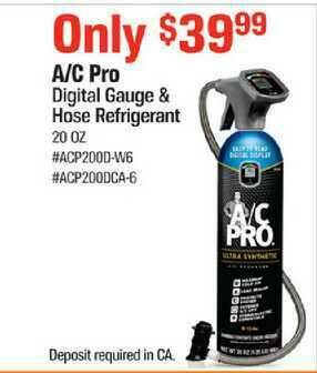 AutoZone A-C Pro Digital Gauge & Hose Refrigerant offer