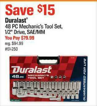 AutoZone Duraplast® 48 PC Mechanic's Tool Set, 1-2 offer