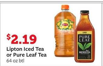 Fareway Lipton Iced Tea Or Pure Leaf Tea 64 Oz Btl offer