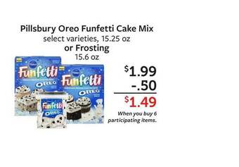Fareway Pillsbury Oreo Funfetti Cake Mix 15.25 Oz Or Frosting 15.6 Oz offer