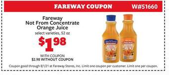 Fareway Fareway Not From Concentrate Orange Juice 52 Oz offer