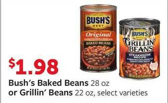 Fareway Bush's Baked Beans 28 Oz Or Grillin' Beans 22 Oz offer