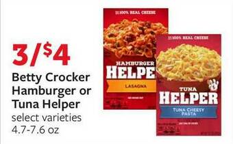 Fareway Betty Crocker Hamburger Or Tuna Helper 4.7-7.6 Oz offer
