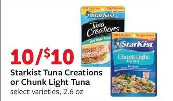 Fareway Starkist Tuna Creations Or Chunk Light Tuna 2.6 Oz offer