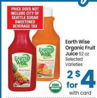Safeway Earth Wise Organic Fruit Juice 52 Oz offer