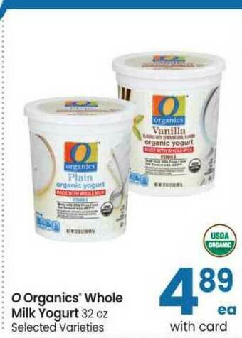 Safeway O Organics® Whole Milk Yogurt 32 Oz offer
