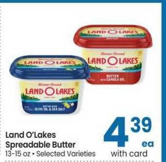 Safeway Land O'Lakes Spreadable Butter 13-15 Oz offer