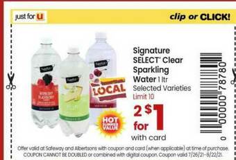 Safeway Signature Select® Clear Sparkling Water 1 Ltr offer