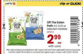 Safeway Off The Eaten Path 4.5-6.25 Oz offer
