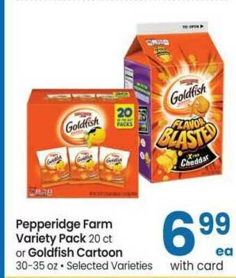 Safeway Pepperidge Farm Variety Pack 20 Ct Or Goldfish Cartoon 30-35 Oz offer