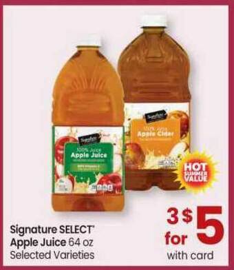 Safeway Signature Select® Apple Juice 64 Oz offer