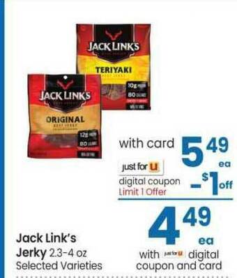 Safeway Jack Link's Jerky 2.3-4 Oz offer