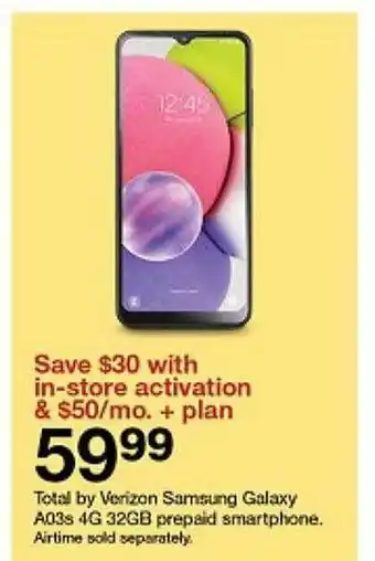 Target Total by verizon samsung galaxy a03s 4g 32gb offer
