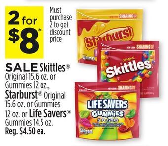 Dollar General Skittles® or starburst® or life savers® offer