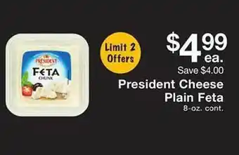 Fairway Store Market President cheese plain feta offer