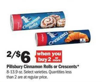 Meijer Pillsbury cinnamon rolls or crescents offer