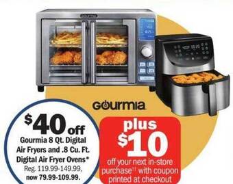 Meijer Gourmia 8 qt. digital air fryers and .8 cu. ft. digital air fryer ovens offer