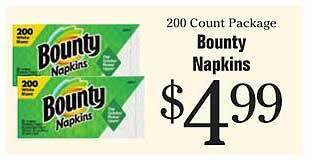 Morton Williams Bounty napkins offer