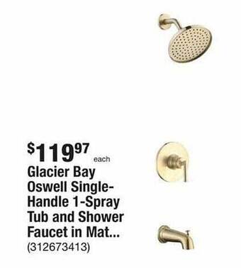The Home Depot Glacier bay oswell single-handle 1-spray tub and shower faucet in mat... offer