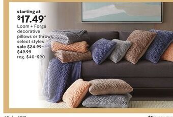 JC Penney Loom + forge decorative pillows or throws offer