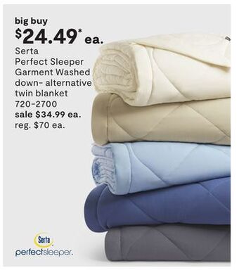 JC Penney Serta perfect sleeper garment washed down-alternative twin blanket offer