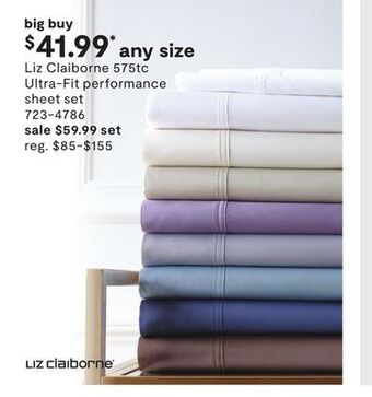 JC Penney Liz claiborne 575tc ultra-fit performance sheet set offer