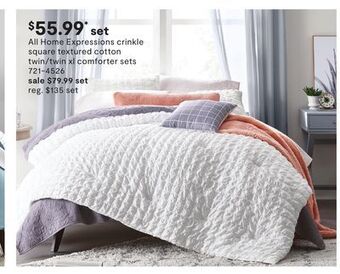 JC Penney All home expressions crinkle square textured cotton twin/twin xl comforter sets offer