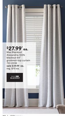 JC Penney Max blackout alexandria 100% blackout 84" grommet-top curtain offer