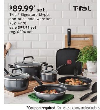 JC Penney T-fal® signature 12-pc. non-stick cookware set offer