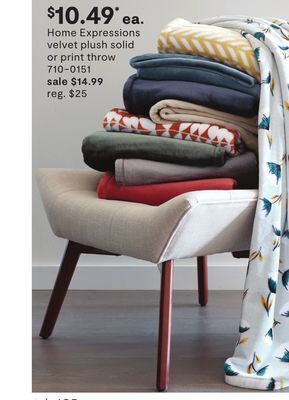 JC Penney Home expressions velvet plush solid or print throw offer