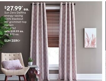 JC Penney Sun zero delfina energy-saving 100% blackout 84" grommet-top curtain offer