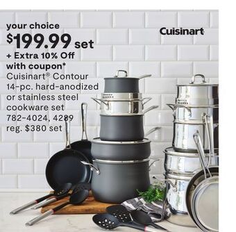 JC Penney Cuisinart® contour 14-pc. hard-anodized or stainless steel cookware set offer