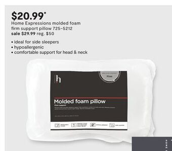 JC Penney Home expressions molded foam firm support pillow offer