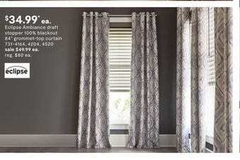 JC Penney Eclipse ambiance draft stopper 100% blackout 84" grommet-top curtain offer