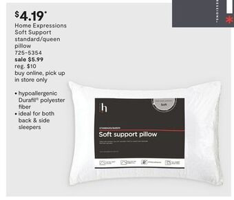 JC Penney Home expressions soft support standard/queen pillow offer