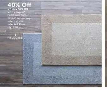 JC Penney Fieldcrest dalton 27x45" accent rugs offer